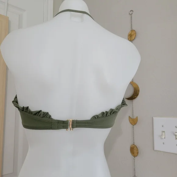 MICHAEL Michael Kors Bikini Top Olive Green Ruffle Small NWOT - Picture 6 of 15